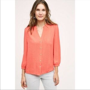 VANESSA VIRGINIA Rome Coral Blouse Size 0